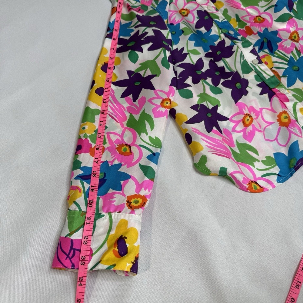 J.Crew Collection 6 Women Spring Silk Floral Button Down Shirt Bold Vibrant Fun - Picture 10 of 10